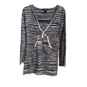 Athleta Vtg Black White Space Dye Hoodie Sweater